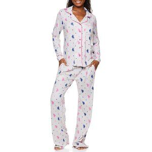 US Polo Assn Medium Gray, Pink, Blue Long Sleeve Pajama Set with Pockets